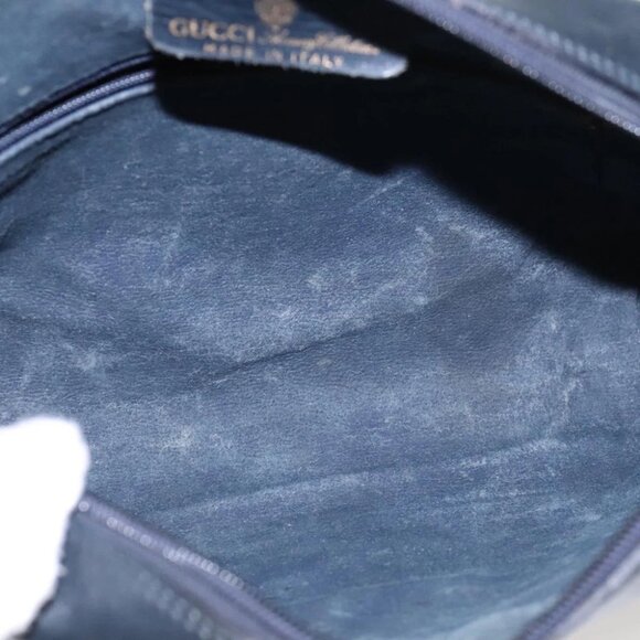 GUCCI GG Supreme Sherry Line Bag PVC Navy Gold Red 42 01 4071 Auth KD539 - Picture 2 of 14